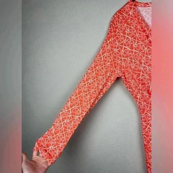 PENDLETON Women's Medium Orange Faux Wrap Print Long Sleeve Modal Cotton Knit - Picture 5 of 14